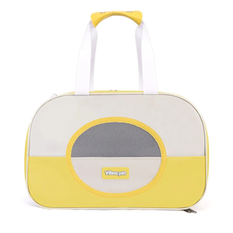 Outdoor portable foldable cat backpack in Oxford cloth with breathable mesh, showing colour options