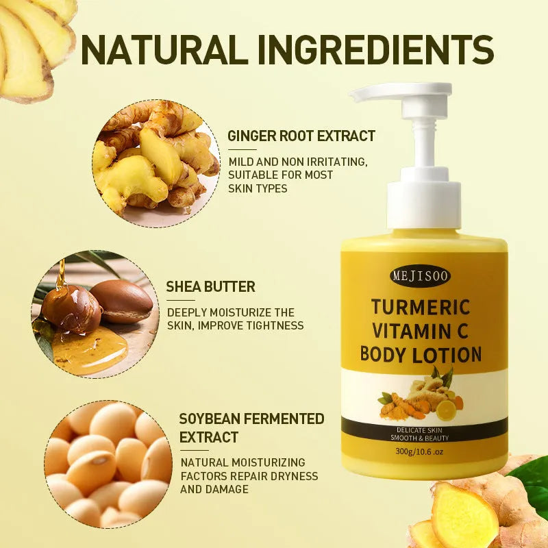 Turmeric VC body lotion 300g jar with hydrating and firming skin rejuvenation cream
