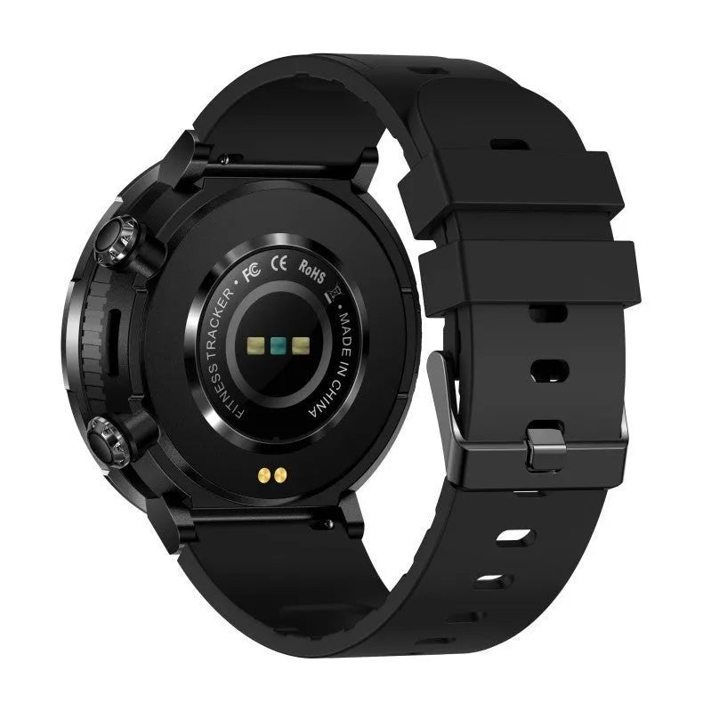 T30 Smart Watch with black silicone strap on a wrist, showing a large circular screen displaying health metrics.