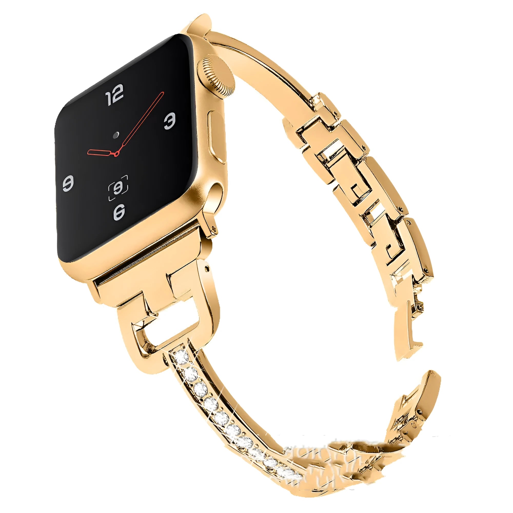 Apple Watch compatible D-shaped metal diamond strap smart watch in six colour options