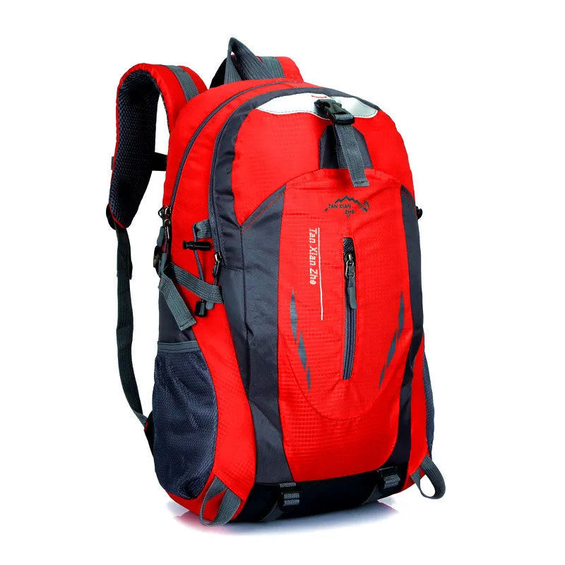 Large square-section travel backpack in Oxford cloth with double straps and soft handle