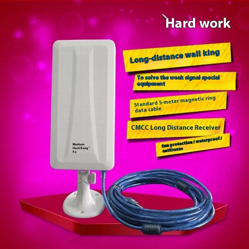 White high power USB wireless network card for PC and laptop Wi-Fi connectivity.