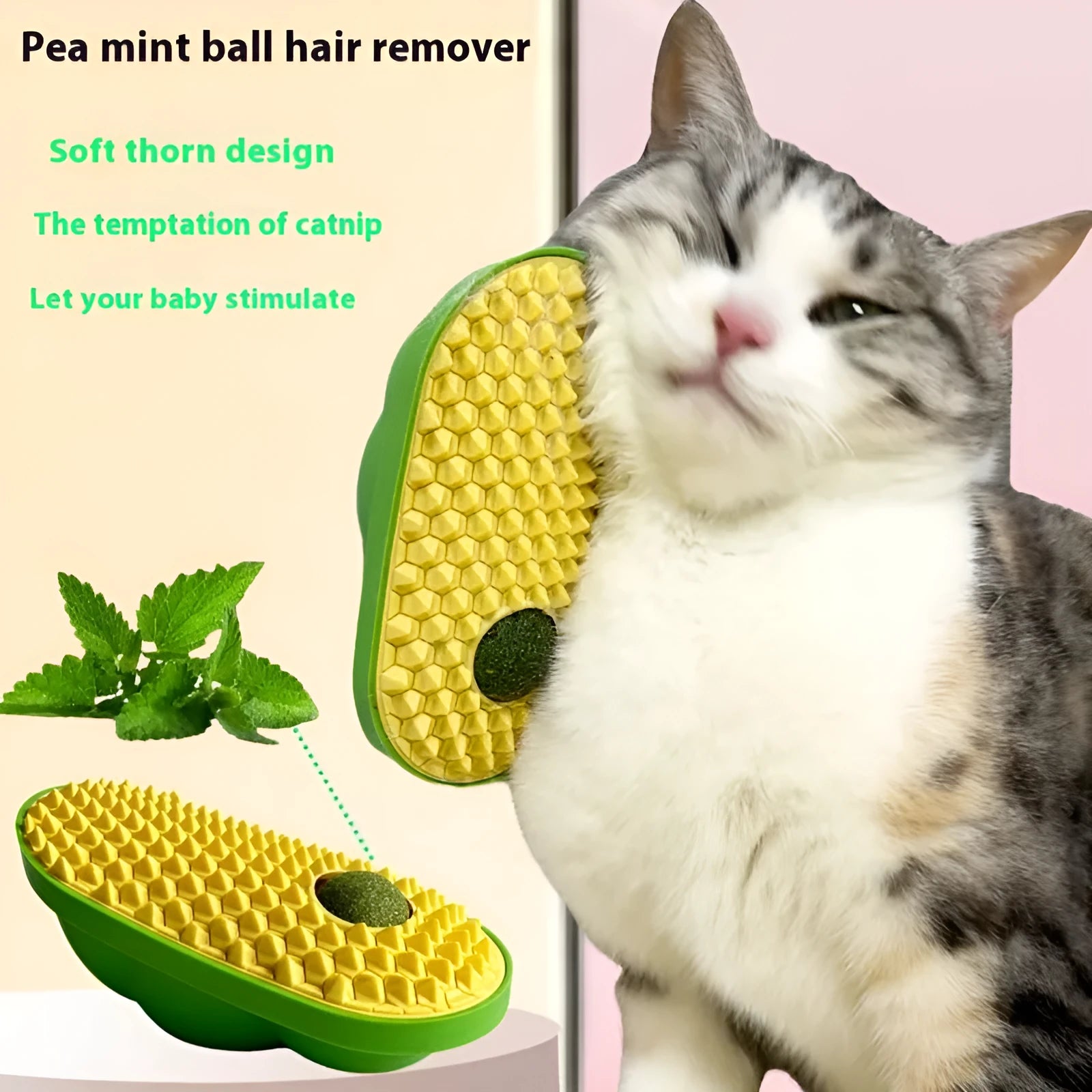 Cat self-service scratching toy 14x6.5cm made from ABS and TPE in yellow