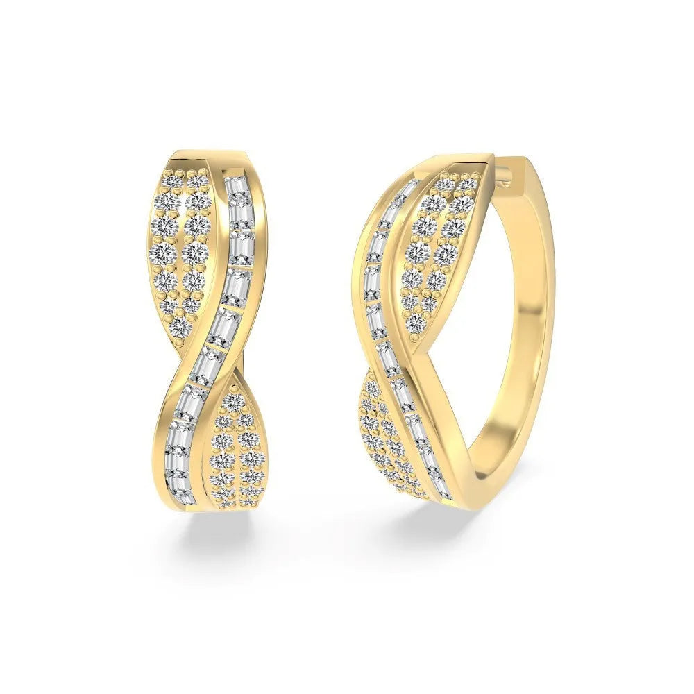 Pair of S925 sterling silver stud earrings gold finish 6.6mm by 23.5mm