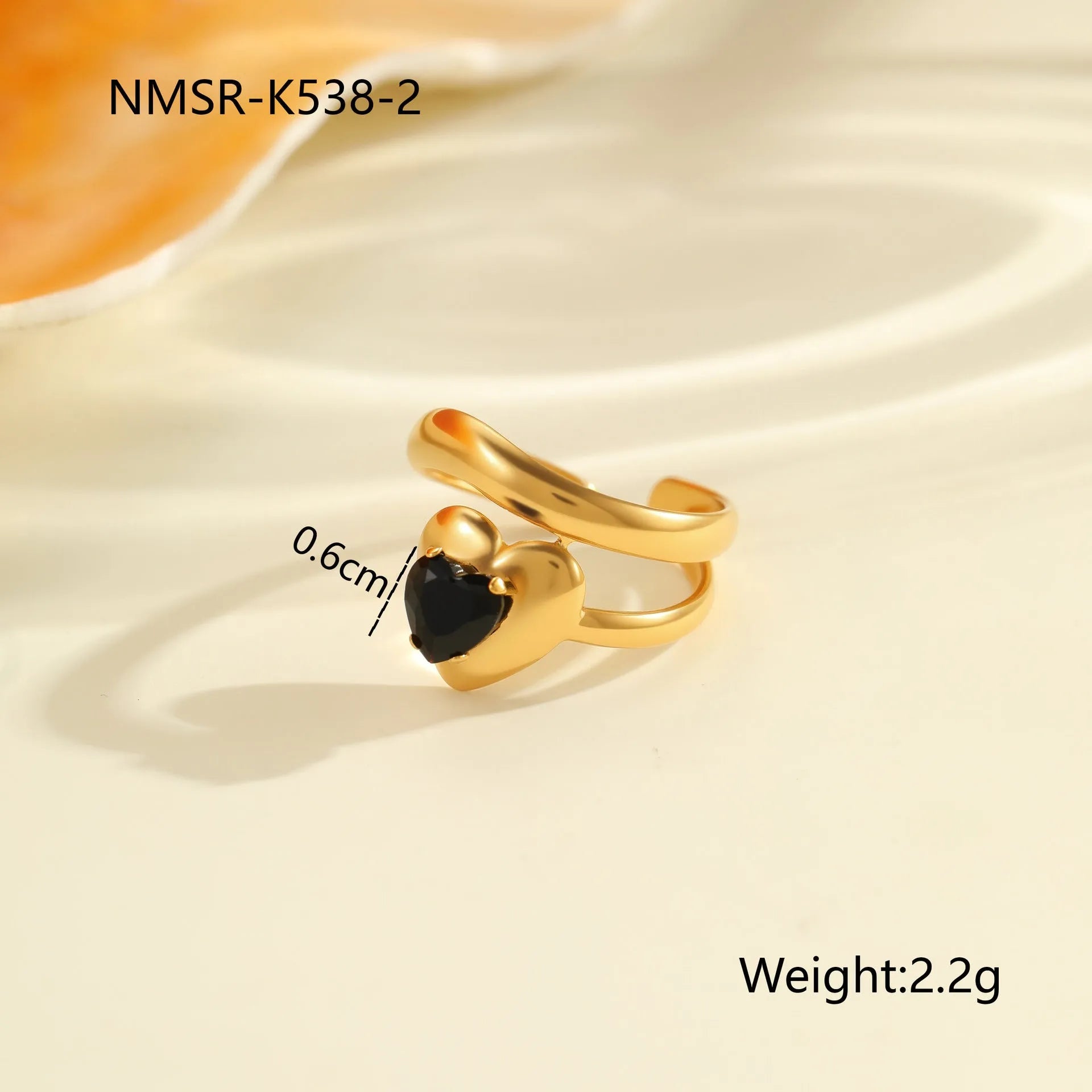 Women's titanium steel ring with geometric open mouth design and inlaid zircon stones