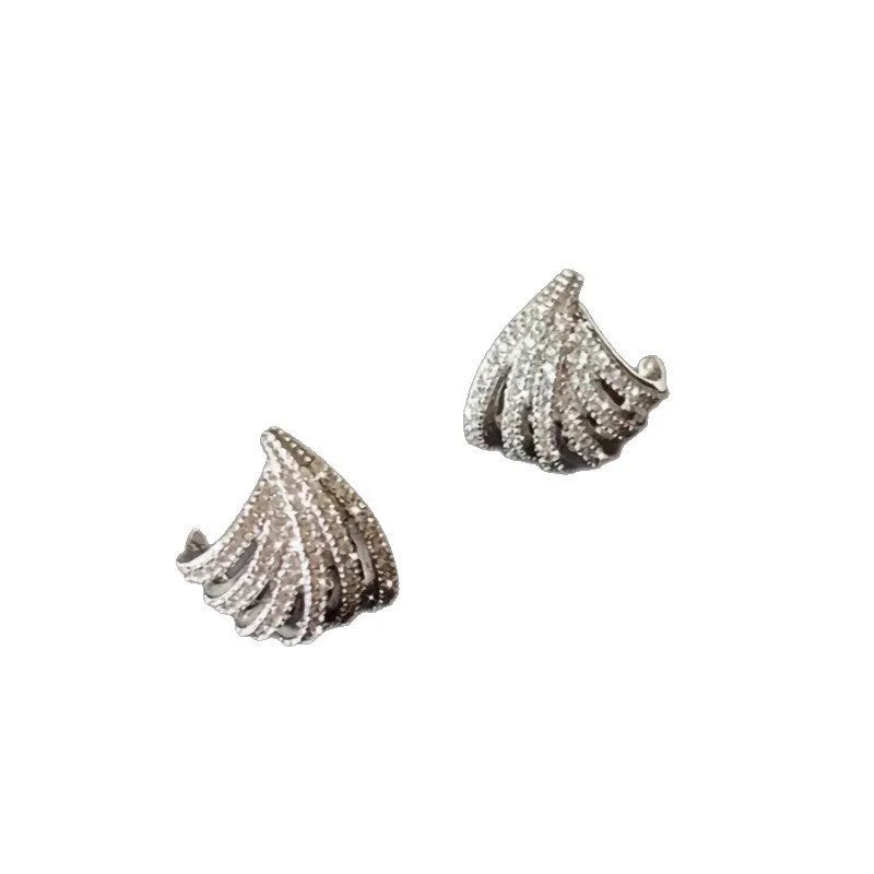 Women's geometric line design earrings with zircon stones and platinum electroplating