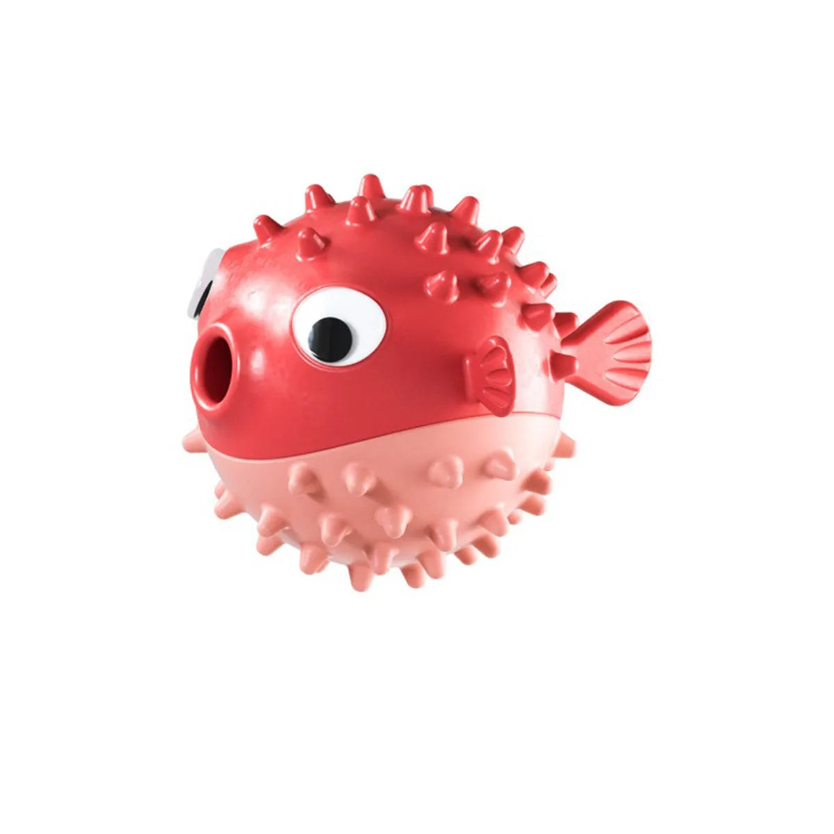 Yellow fish-shaped vinyl dog chew toy with textured surface and squeaker for aggressive chewing dogs