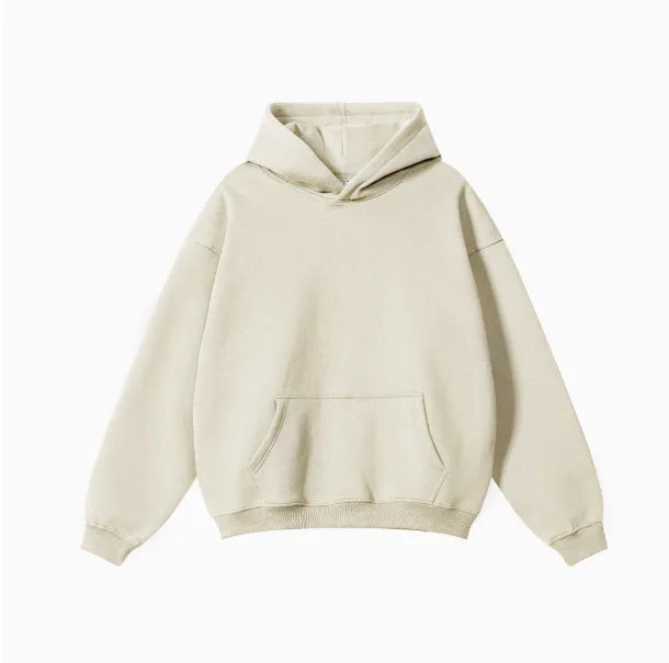 Heavyweight terry cotton men's loose fit pullover hoodie in various colours.