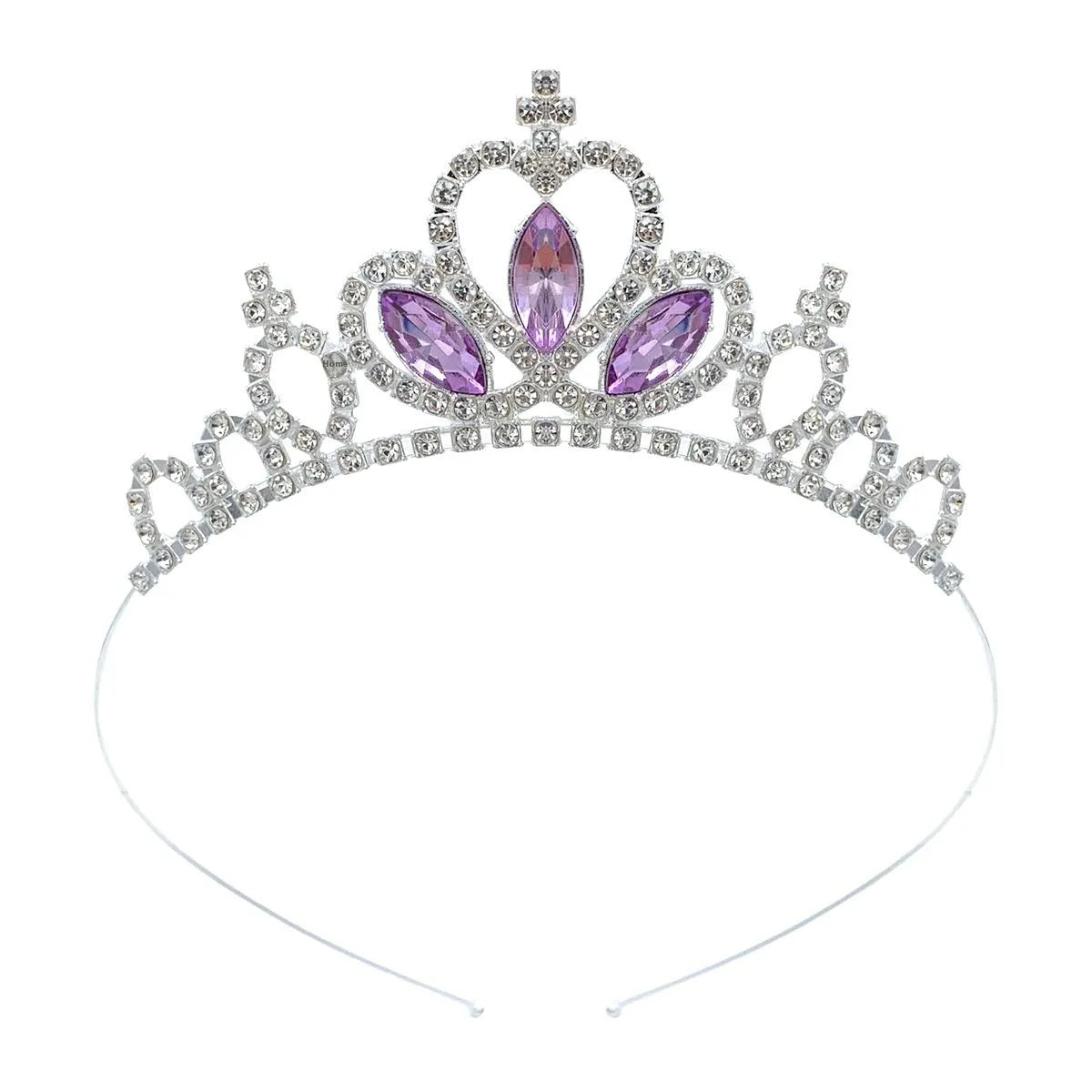 Gold and silver alloy princess crown headdress with coloured gemstones for girls birthday parties