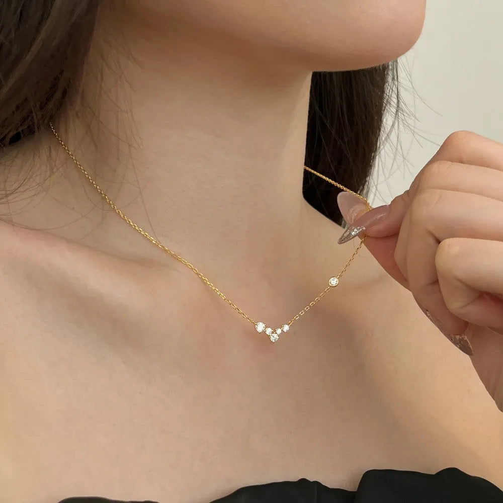 925 silver geometric clavicle chain necklace platinum finish women jewellery