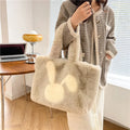 Plush shoulder bag with rabbit ears design in multiple colour options