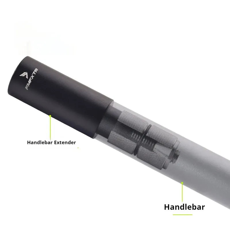 Aluminium alloy mountain bike handlebar extension rod showing folding mechanism and adjustment range