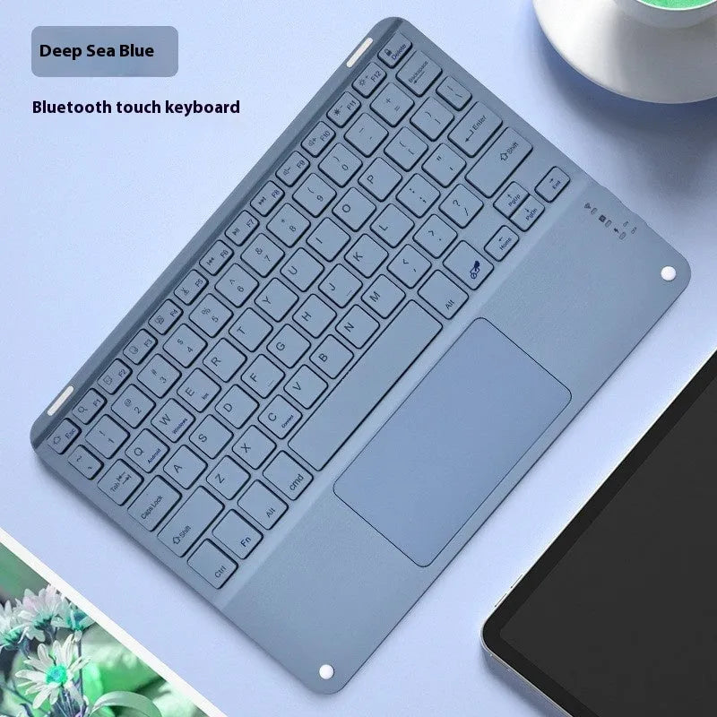 Square Hat Touch Bluetooth wireless keyboard showing multiple colour finish options on a desk