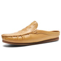 Men's black summer semi-slippers with breathable artificial PU upper and rubber sole