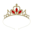 Gold and silver alloy princess crown headdress with coloured gemstones for girls birthday parties