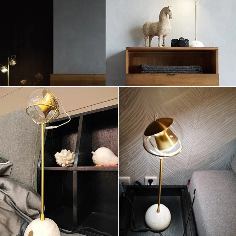 LED desk lamp with glass lampshade featuring dimmable touch switch control