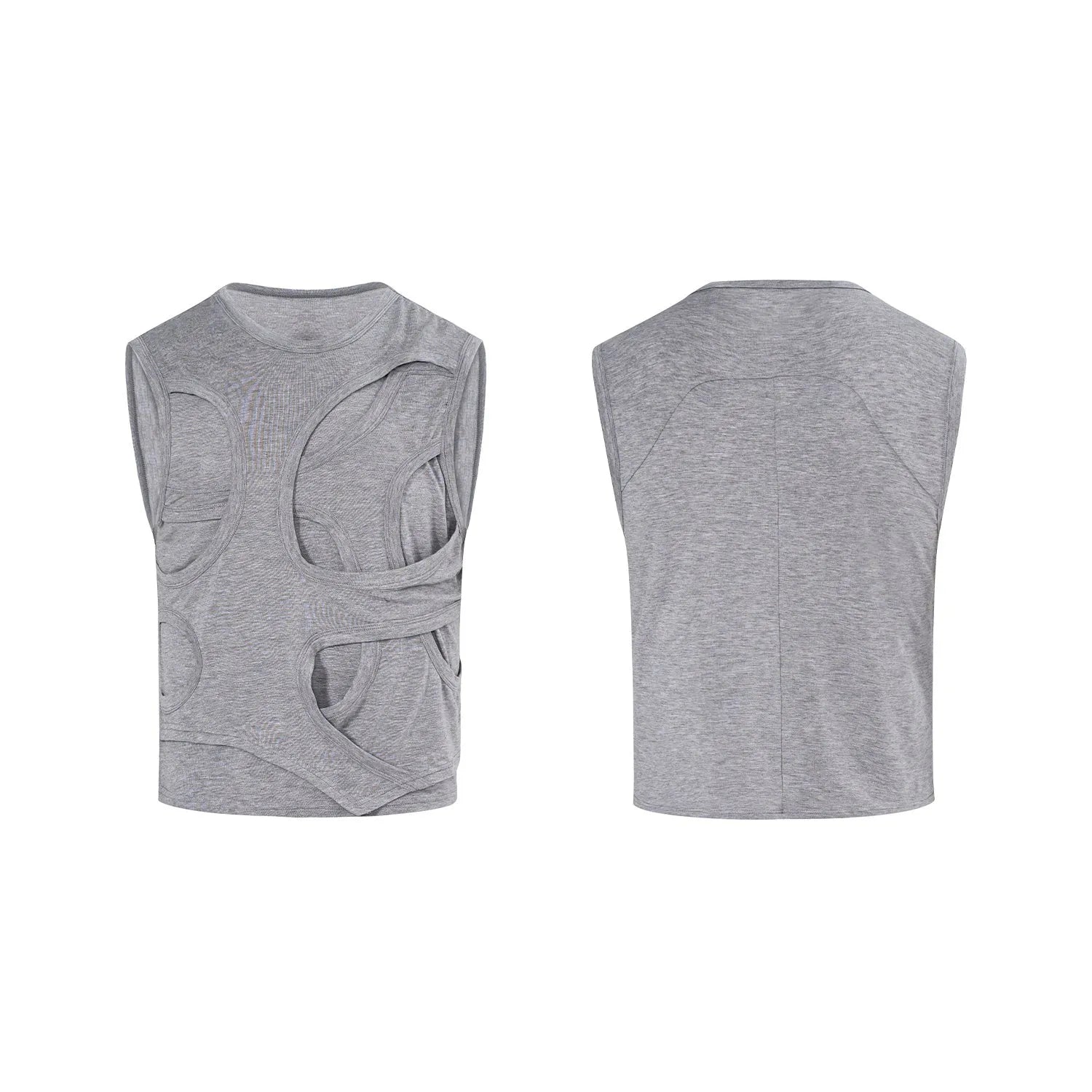 Men's solid colour Lyocell summer vest in black or grey with round neck