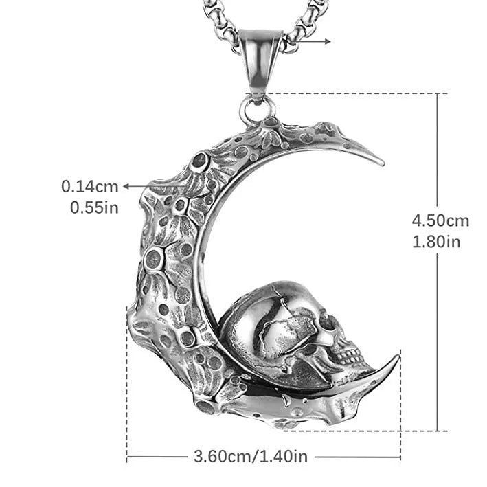 Men's silver skull pendant necklace with stainless steel chain in six sports style designs