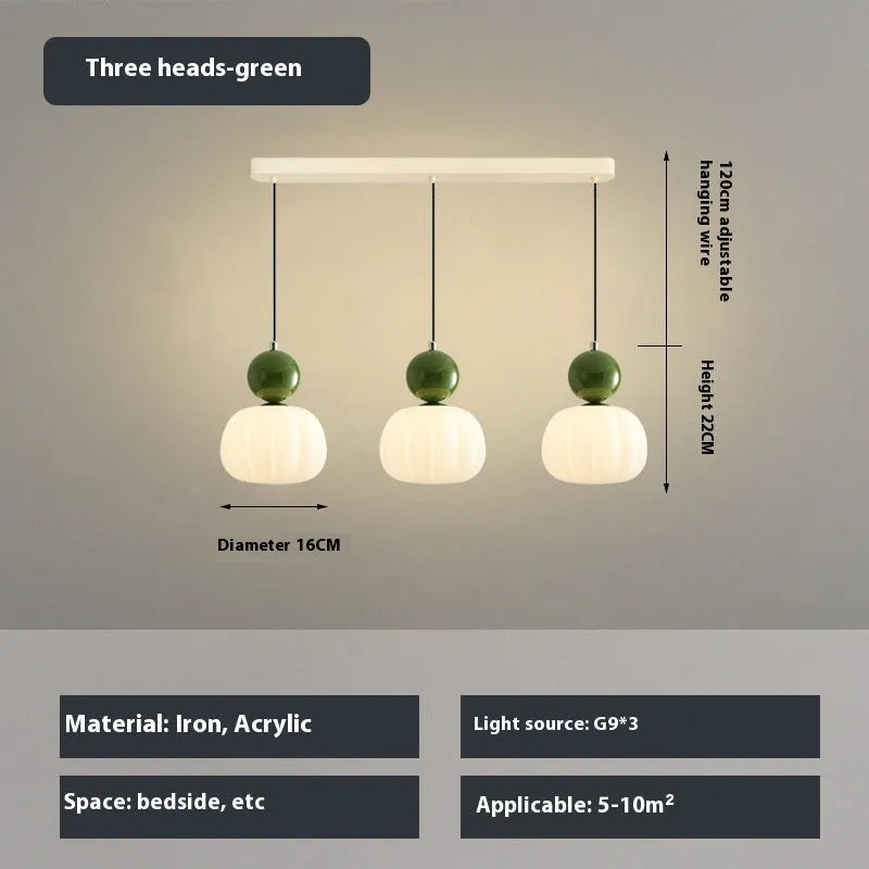 Nordic pumpkin-shaped alloy chandelier for ceiling mounting in a bedroom or dining room.