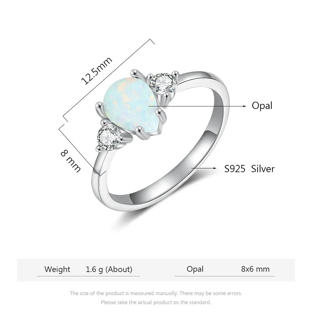 Women's sterling silver ring with water droplet original design electroplated finish