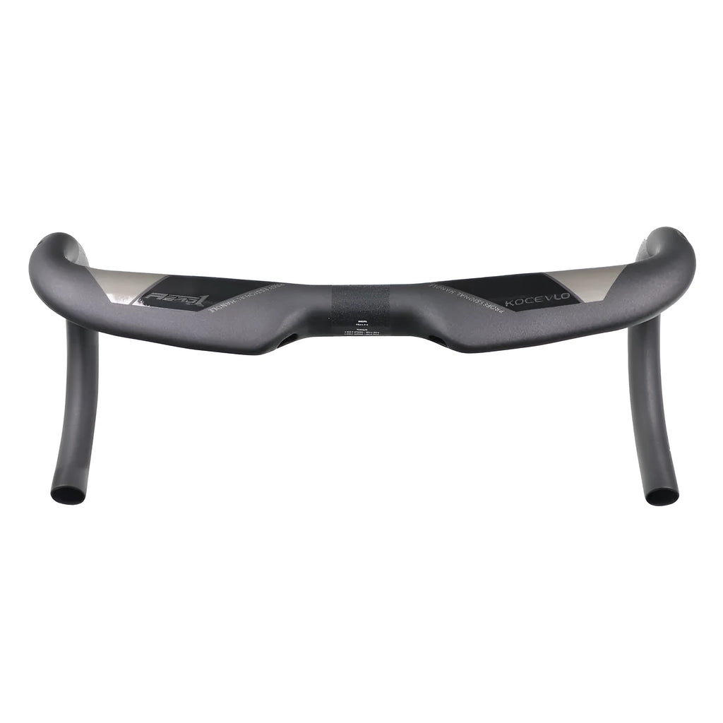 Wei Bike matt carbon fibre bent drop handlebar for road bikes showing ergonomic shape.