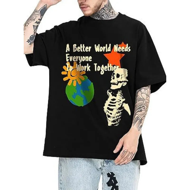 Man wearing a printed short-sleeve sports T-shirt showing one of ten digital print patterns