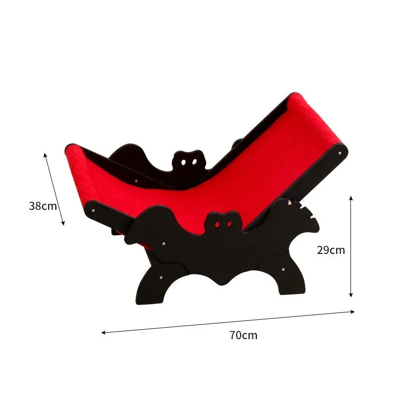 Black and red wooden cat recliner bed with cage enclosure, Halloween theme, MW-054 specification