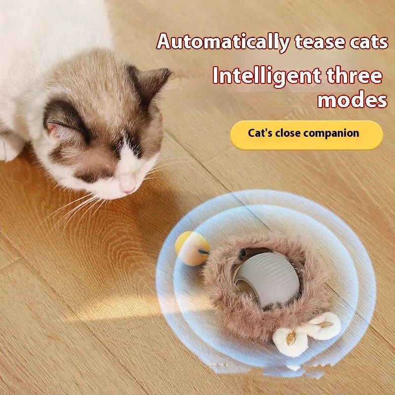 Silicone rolling ball cat toy in red, green, or grey colours, some variants with an attached rope.