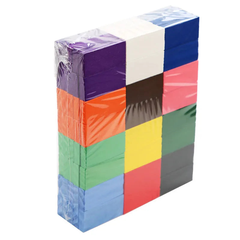 120-piece wooden rainbow domino blocks in 12 colours with pine wood construction
