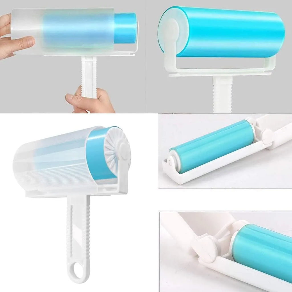 Washable reusable lint roller with cover for removing pet hair from clothes and sofas