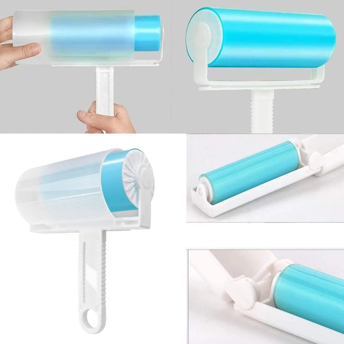 Washable reusable lint roller with cover for removing pet hair from clothes and sofas