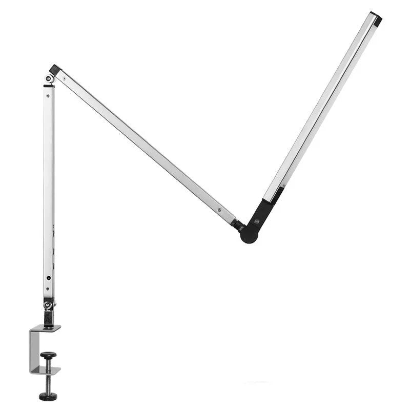Aluminium clip-on folding desk lamp with remote control, shown in dazzling black finish.