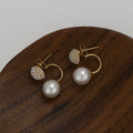 Pearl floral ball gold drop earrings for women geometric shape simple fresh style
