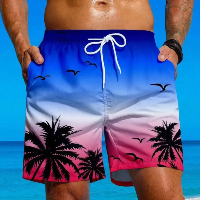 Men's ethnic style loose board swimming trunks in polyester, shown in colour J001.
