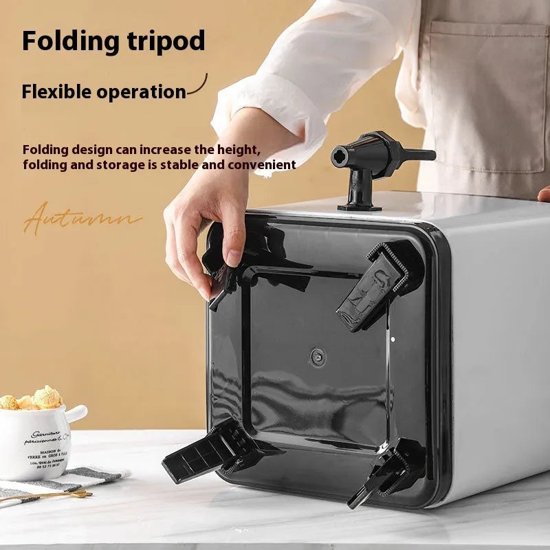 Silver stainless steel milk tea bucket with square lock design and 8 litre capacity