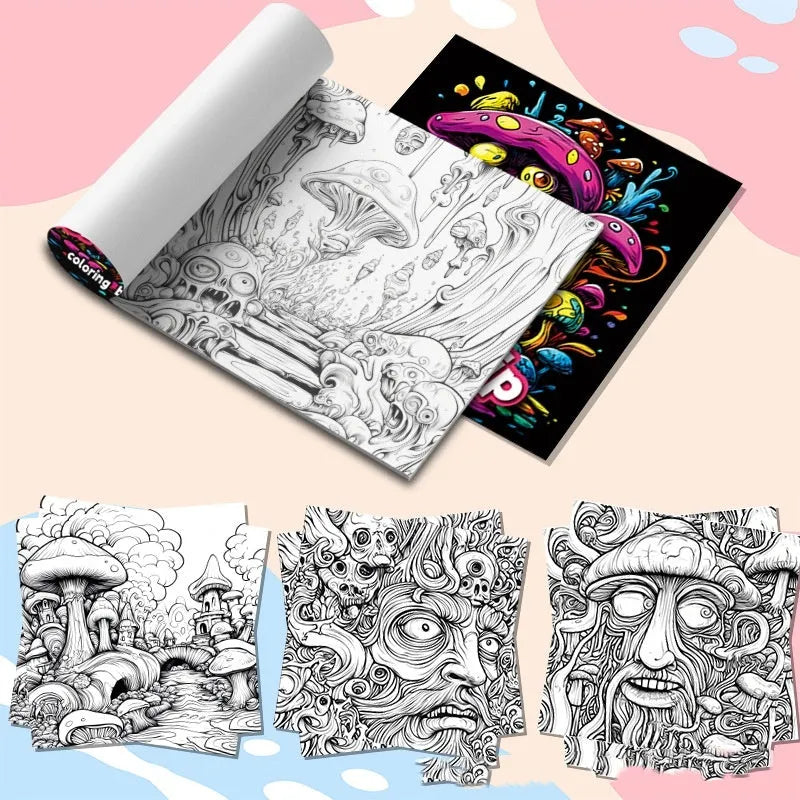 Acid tour colour cover painting book with 200mm length, open to show paper pages for drawing.