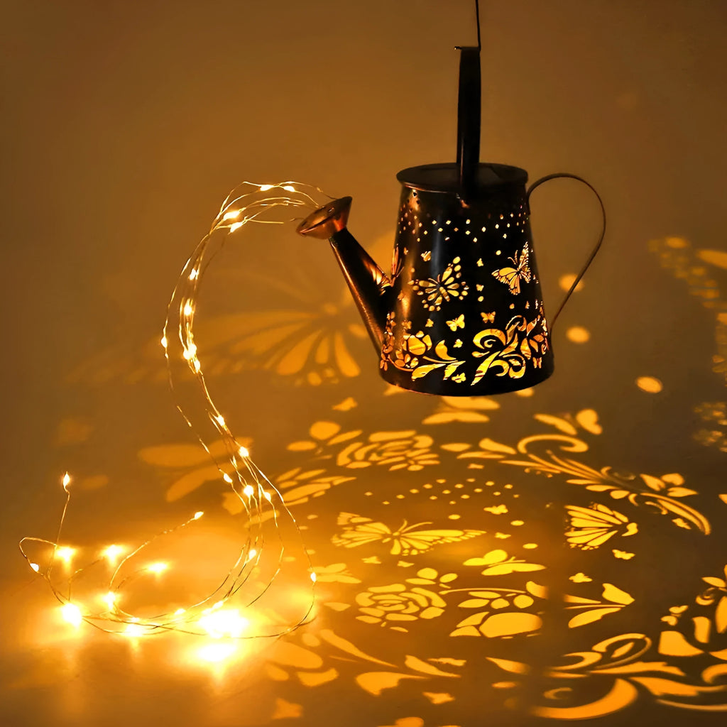 Butterfly pattern solar garden lamp with iron construction for outdoor lighting