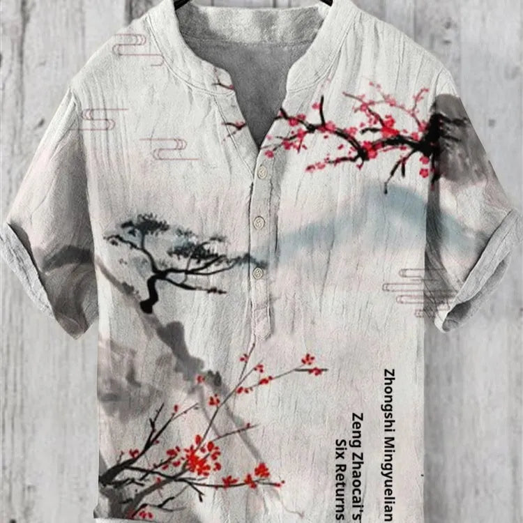 Men's short sleeve shirt with a detailed 3D digital animal graphic print on the front.