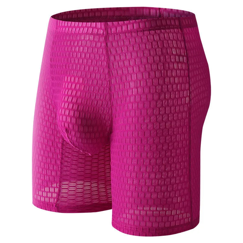 Men's lace fabric shaping boxer shorts with lengthened hip design in multiple colours