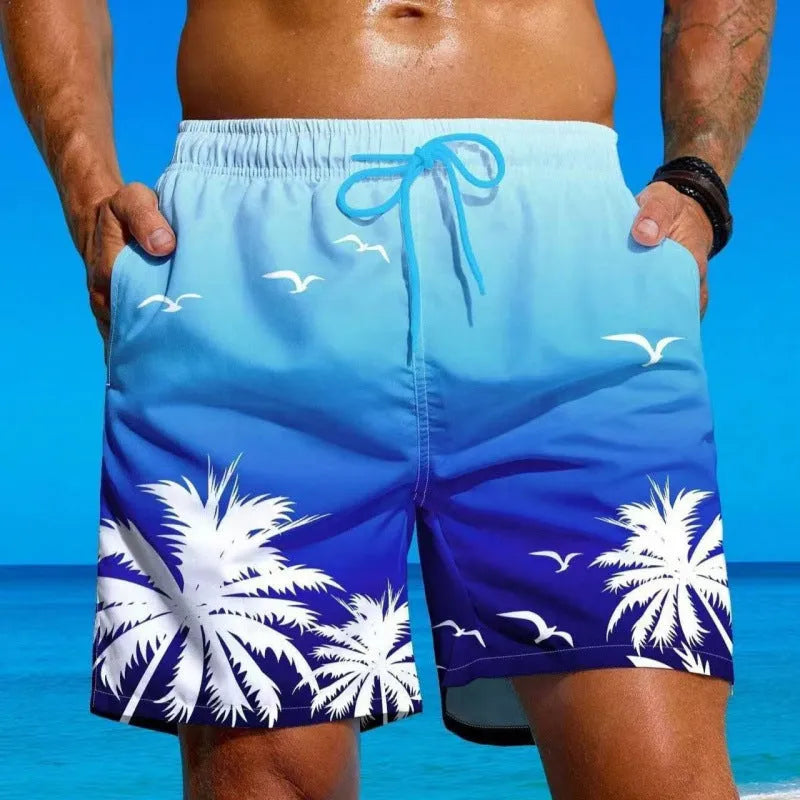 Men's ethnic style loose board swimming trunks in polyester, shown in colour J001.