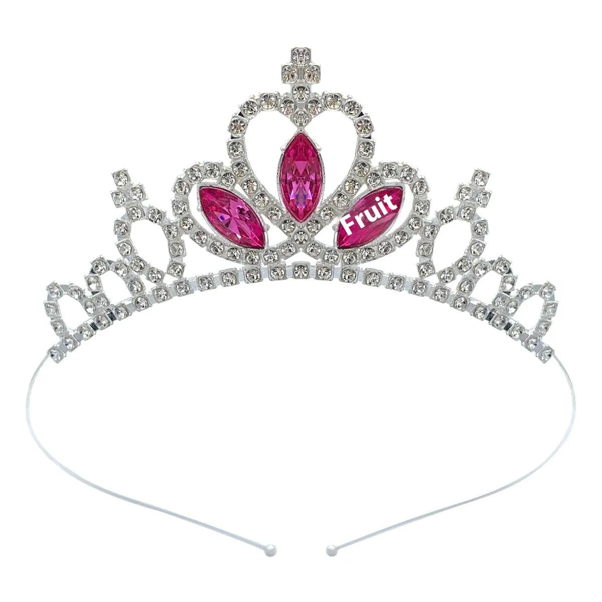 Gold and silver alloy princess crown headdress with coloured gemstones for girls birthday parties
