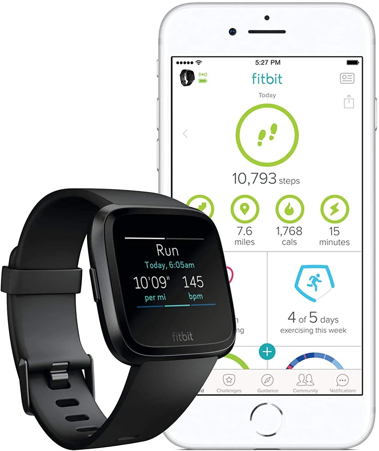 Black smart watch with heart rate monitor and sleep tracking on a silicone wristband, showing 1.4-inch screen.
