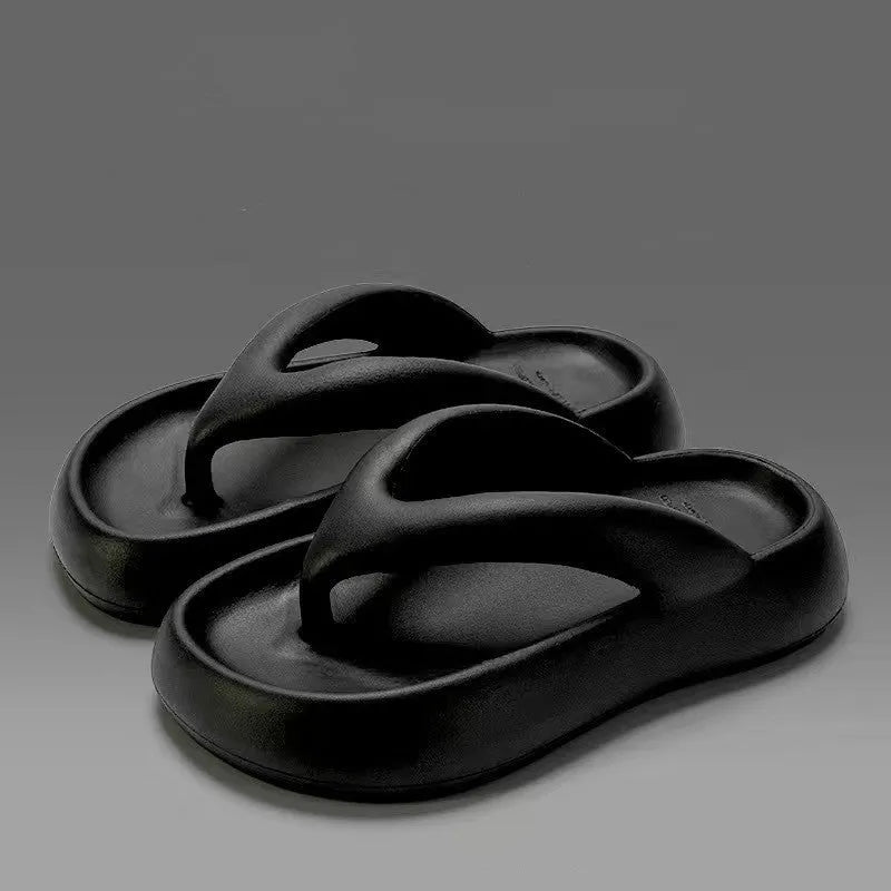 Solid colour thick-soled EVA flip-flops with a bow on the strap, shown on a white background.