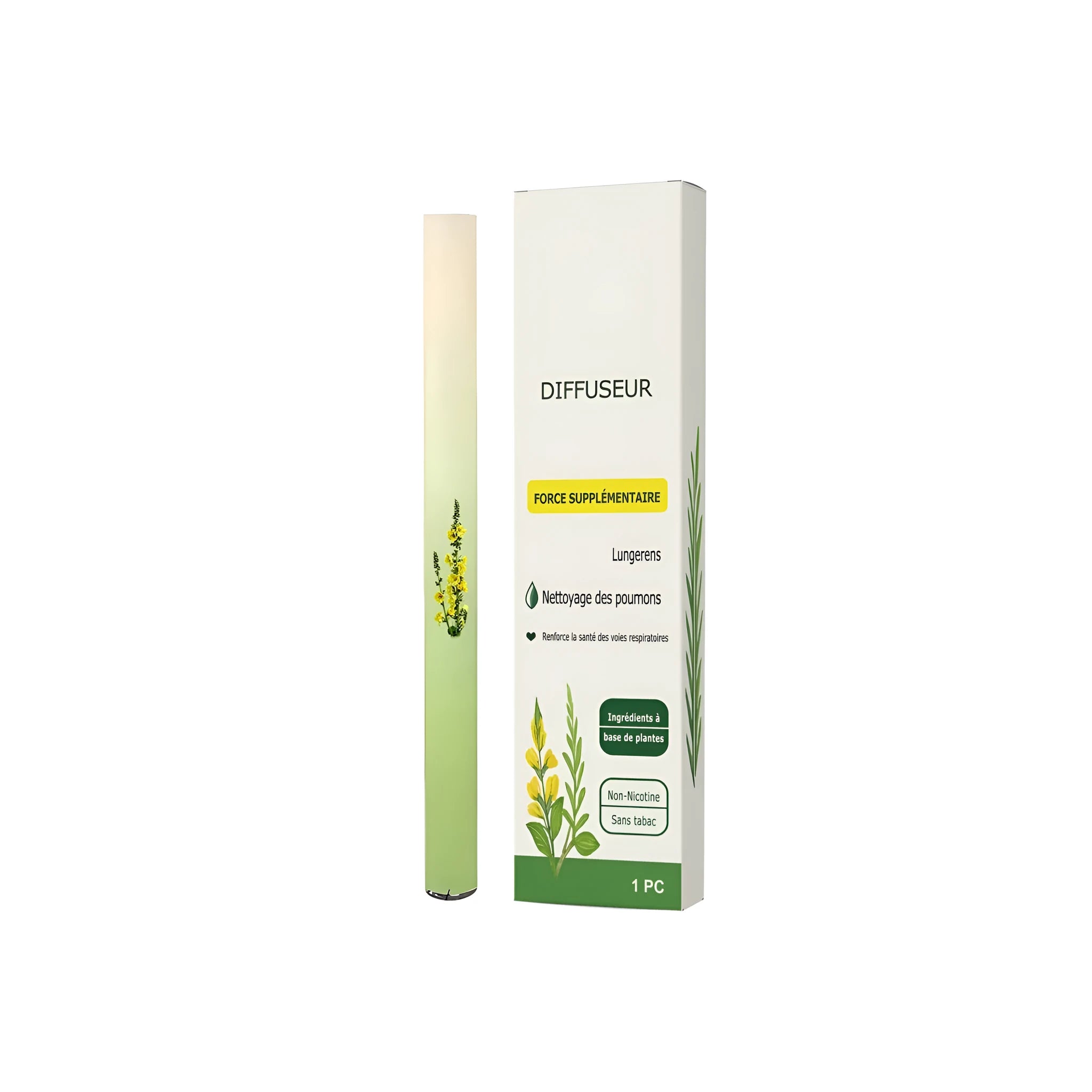 Herbal refreshing breathing stick with menthol, verbena, thyme, and mint leaves, pocket sized for portable use