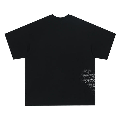Black and white retro hip hop gothic letter print pure cotton t-shirt for teenagers