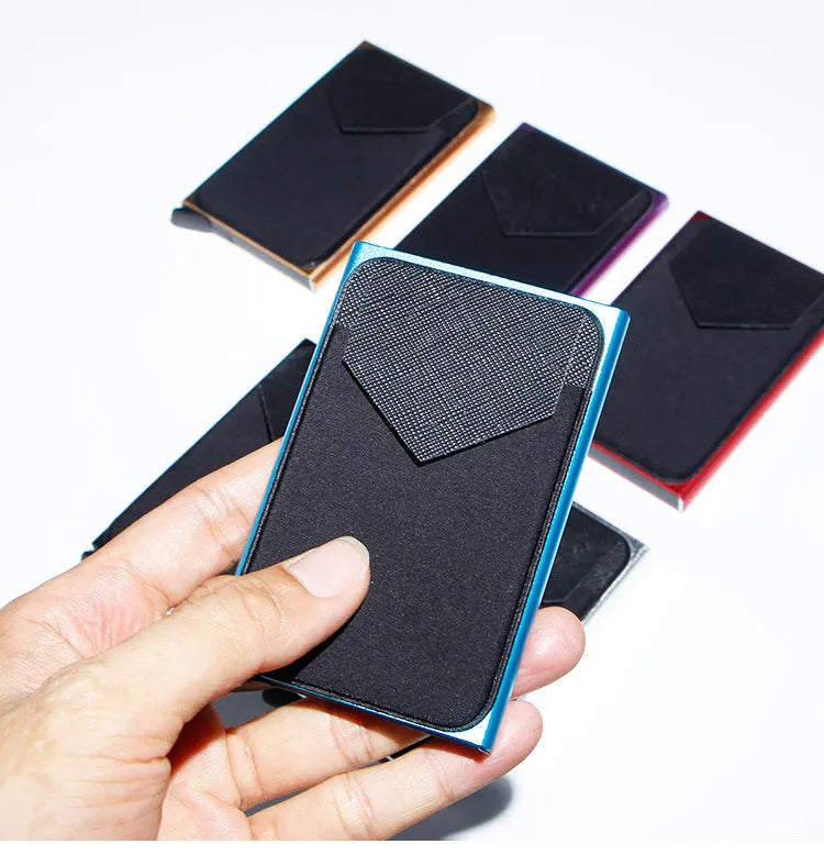 Metal card strap anti-theft aluminium alloy credit card case in solid colour
