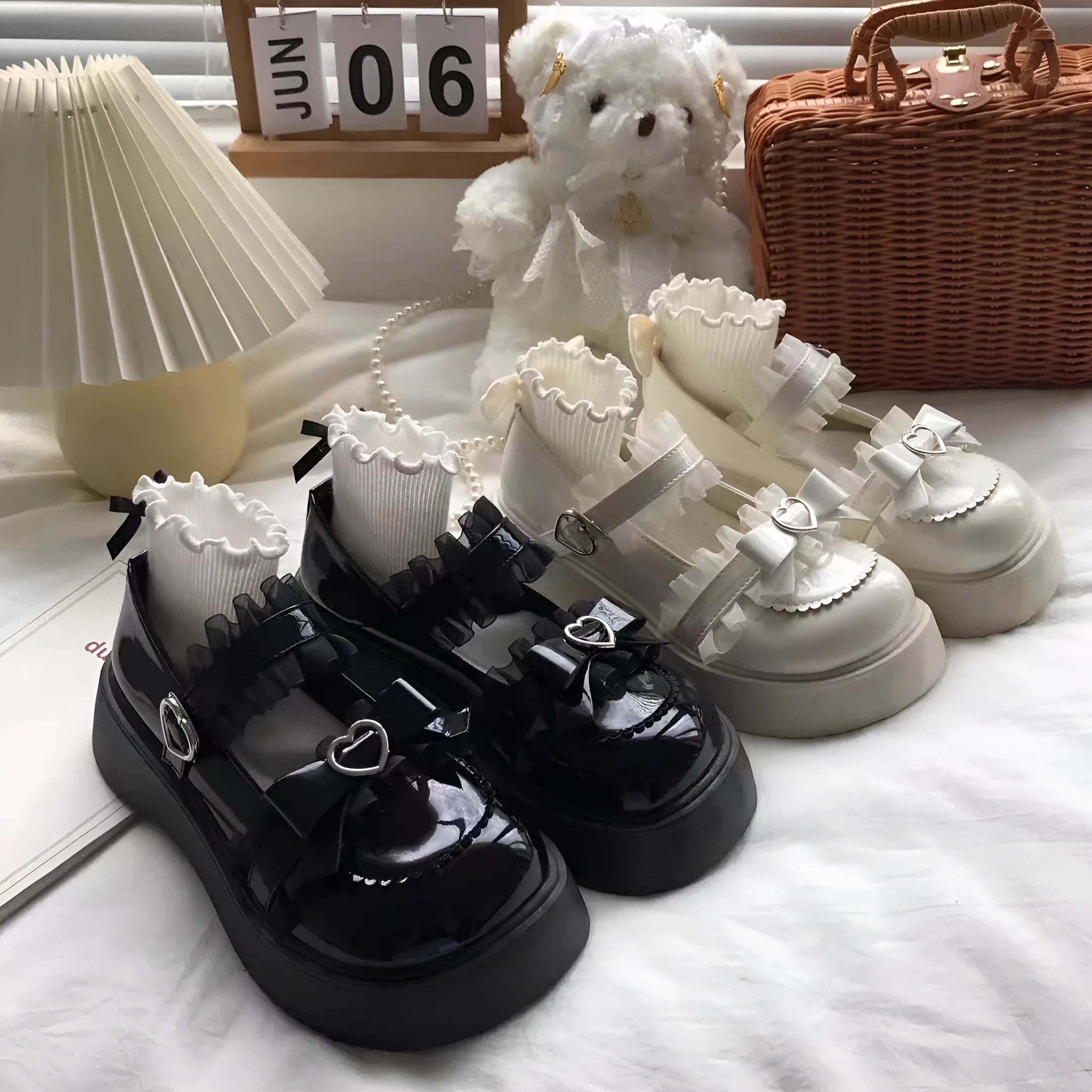 Mary Jane platform shoes for women with wedge heel on a plain background