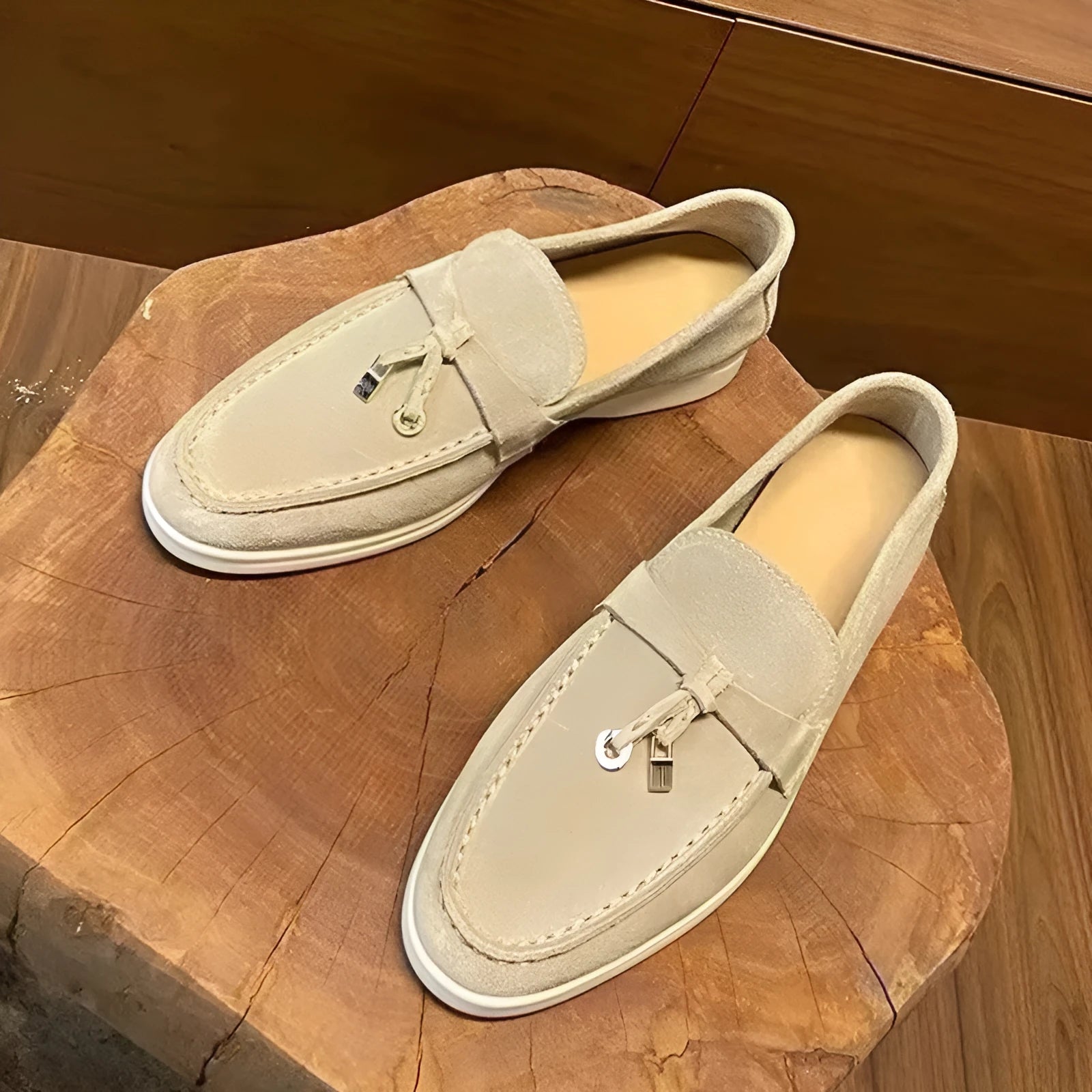Unisex European slip-on loafers in multiple colours with rubber sole and steel toe cap
