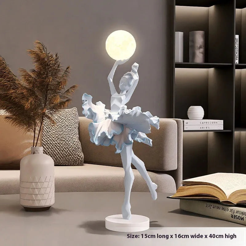 Art Girl Atmosphere small USB night lamp in black gold, white, pink, or light blue resin finish.