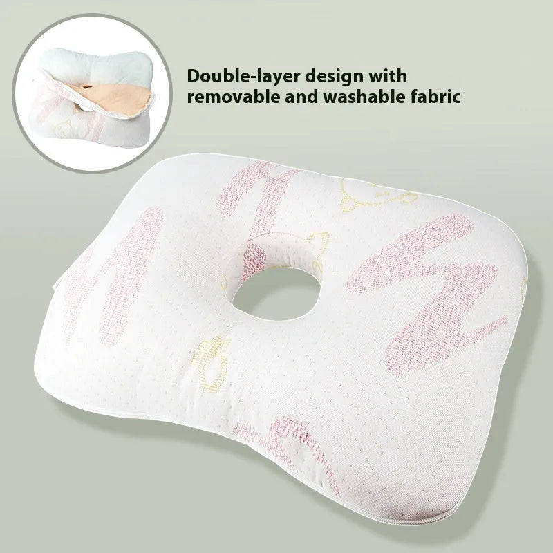 Single hole beauty salon ear pillow for adults in New Chinese style, shown in plaid grey colour, dimensions 39x28x6 cm.